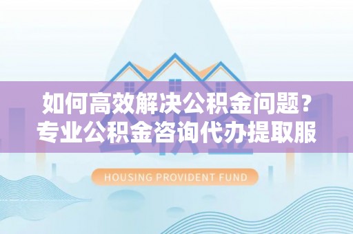临武如何高效解决公积金问题？专业公积金咨询代办提取服务来帮你